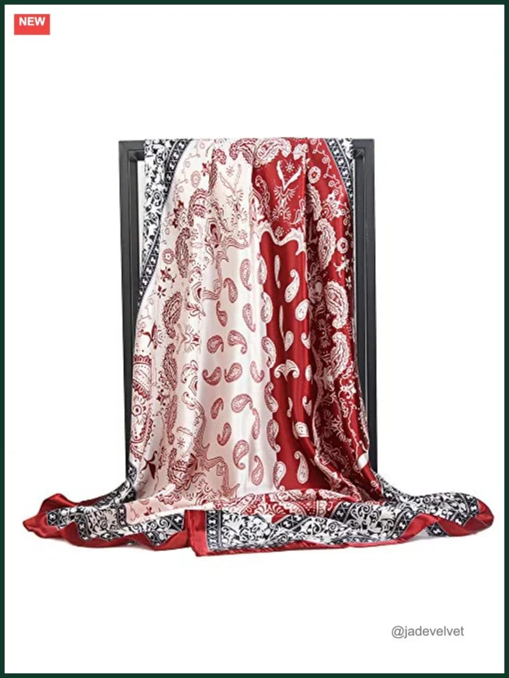Silk Like Head Scarf Large Square Satin Wrap Fashion Paisley Print